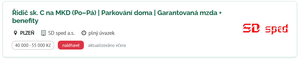 SD Sped inzerát