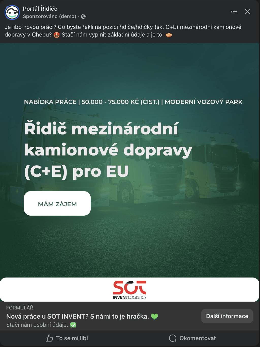 SOT INVENT s. r. o. - FB kampaň