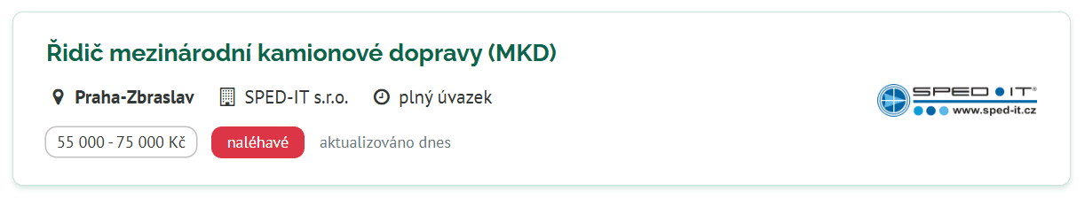 SPED-IT, s. r. o. – pracovní inzerát
